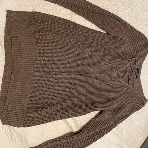 Light brown tie neck American Eagle sweater